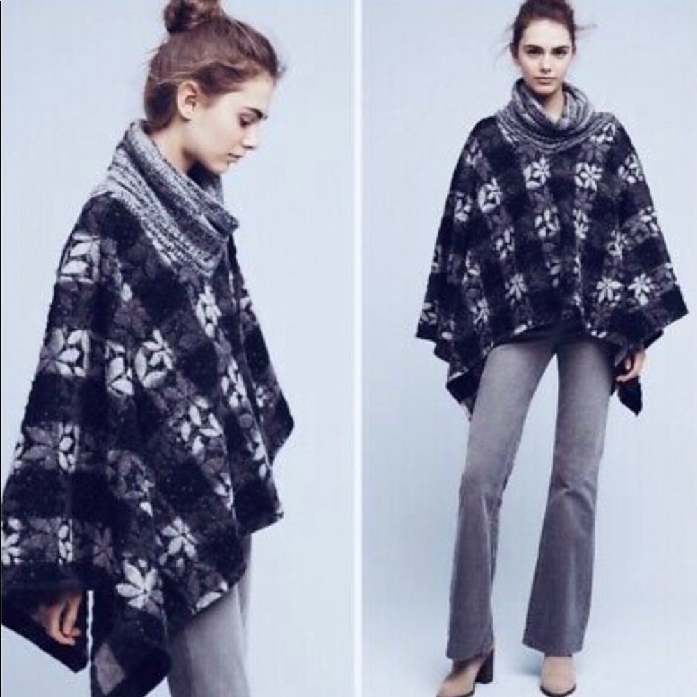 Anthropologie Wintertide Reversible Poncho